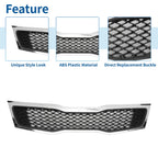 Front Upper Bumper Grille for Kia Optima (2011) Black Chrome Silver Tone