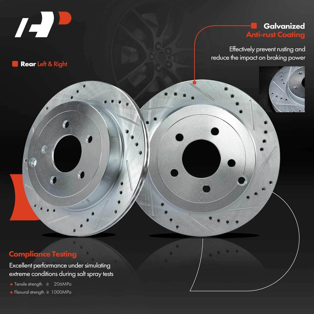 8x Rear Drilled Brake Rotors & Pads for Ford Edge Lincoln MKX (2007–2018)