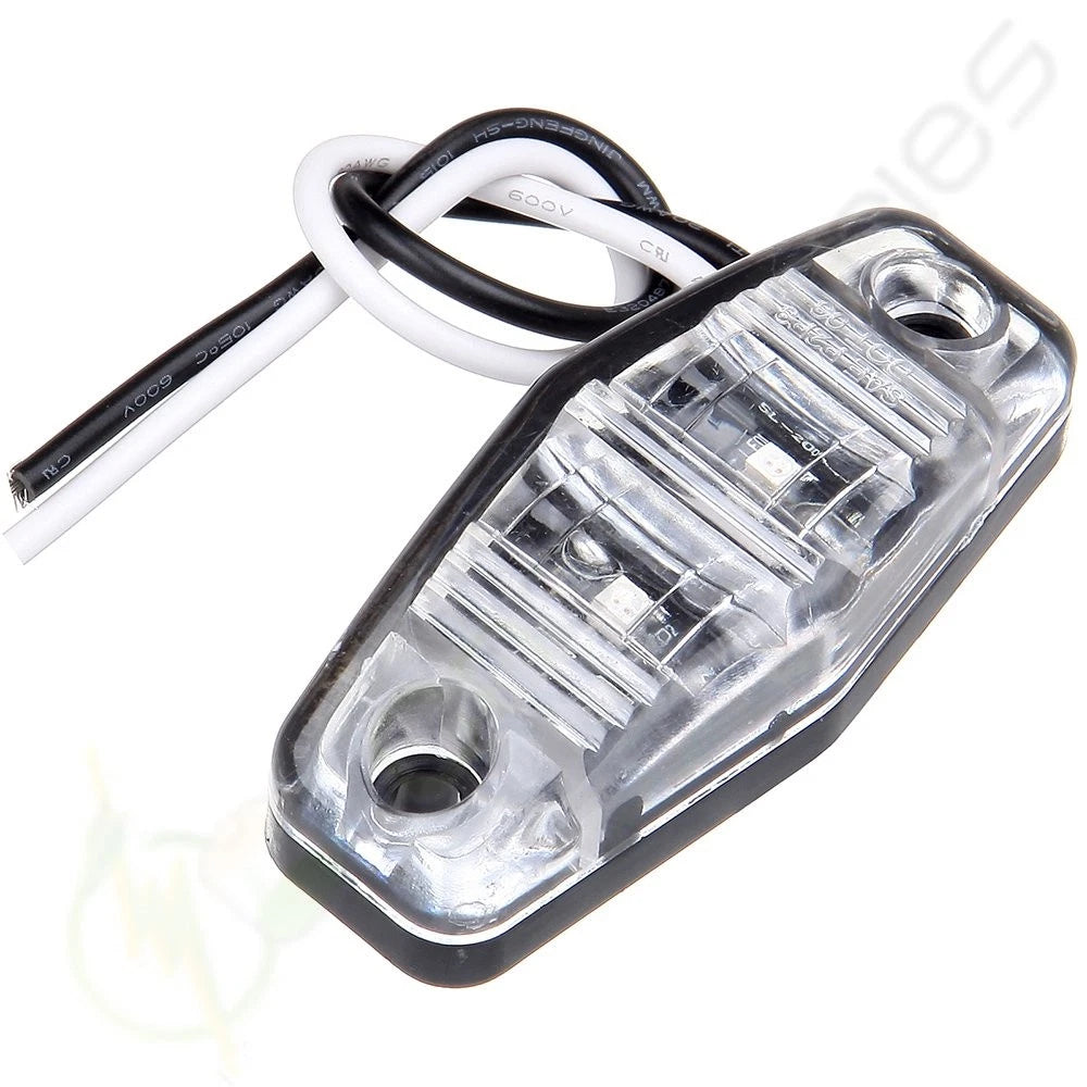 2X Clear/Amber LED Side Marker Lights for Universal Trailer Truck