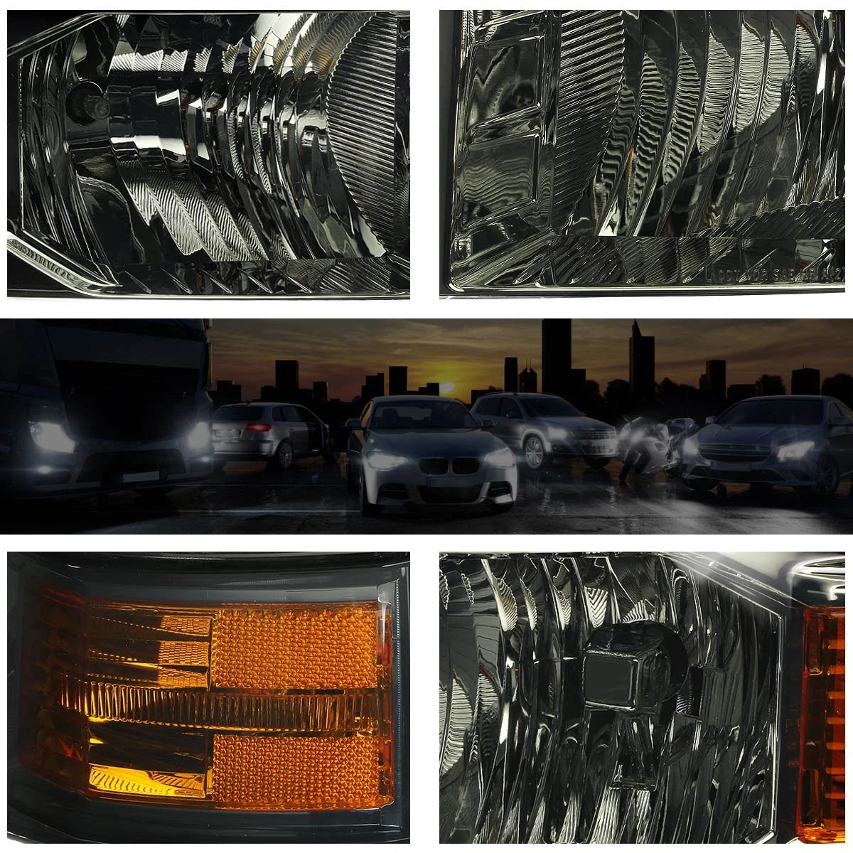 Headlight Replacement for Chevy Silverado (2014–2015) Smoked Lens Amber Corner