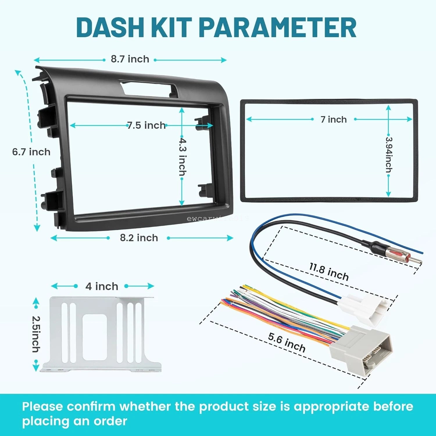 Double DIN Radio Install Dash Bracket & Wire Harness for Honda CR-V (2012–2016)