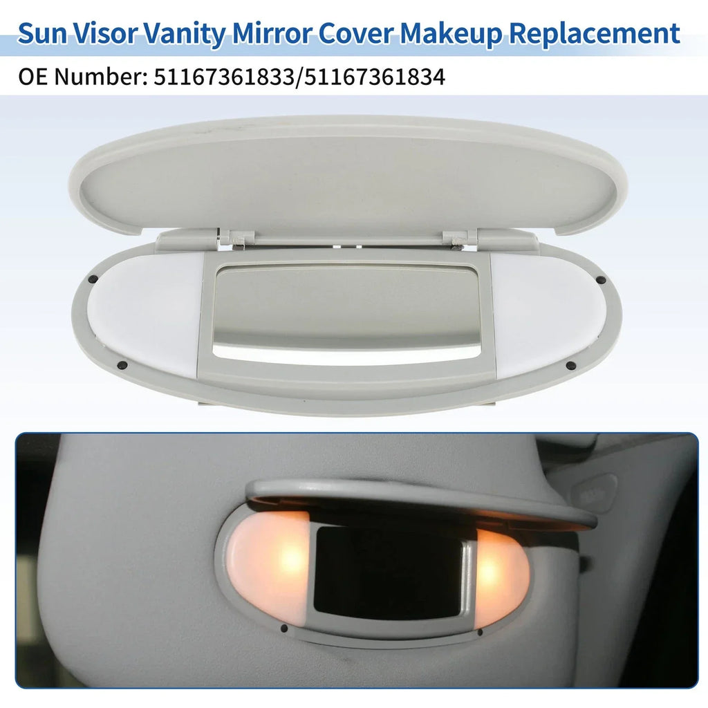 Sun Visor Vanity Mirror Cover for BMW Mini Cooper R55 R56 Gray