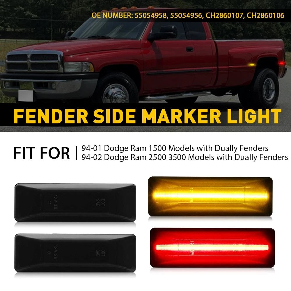 LED Dually Fender Side Marker Light for Dodge Ram 1500 2500 3500 (1994–2002)