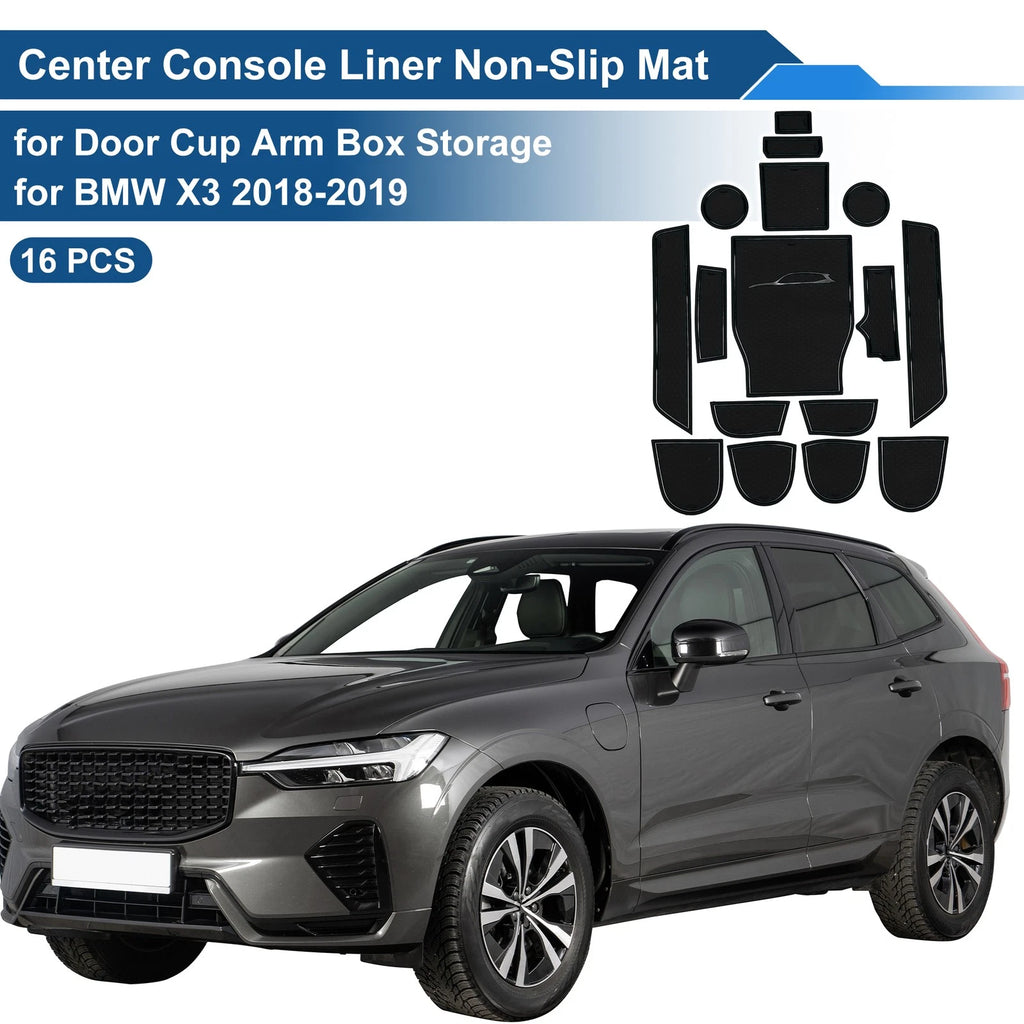 16 Pcs Non-Slip Mat for BMW X3 (2018–2019) PVC Black