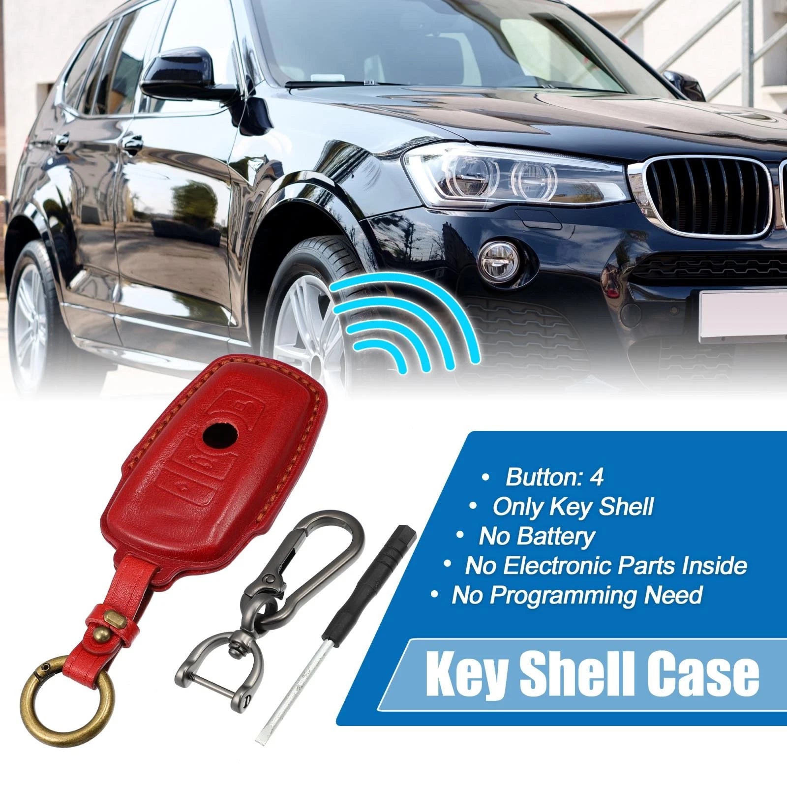 Car Remote Key Fob Case Cover 4 Button for BMW  - Blue