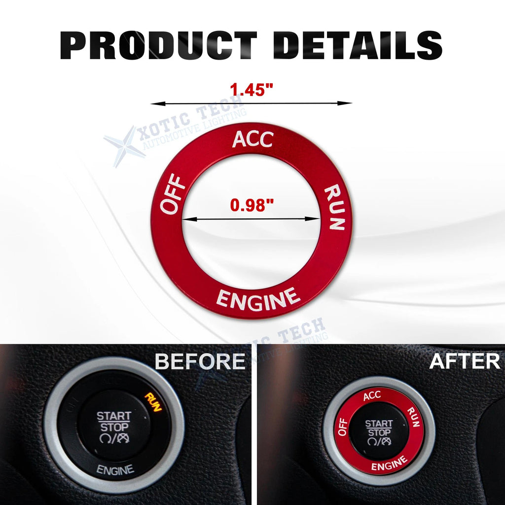 Red Anti-Dust Floor Mats+AC Radio Knob+Engine Button Covers for Challenger (2015-2023)