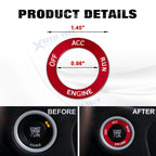 Red Anti-Dust Floor Mats+AC Radio Knob+Engine Button Covers for Challenger (2015-2023)