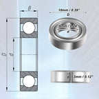 10 Pcs MR106ZZ Deep Groove Ball Bearings for Cars (6x10x3mm)