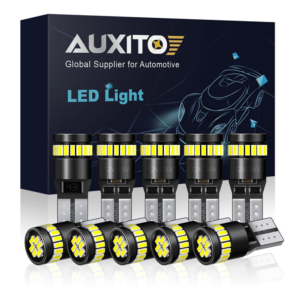 Set of 10 AUXITO 194 LED Light Bulbs for Various Vehicles
