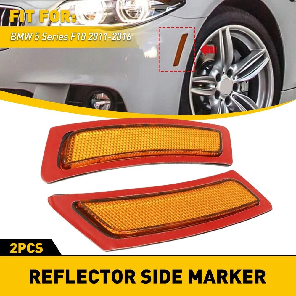 Amber Front Bumper Reflector Side Marker Lights for BMW 5 Series F10 (2011–2016)