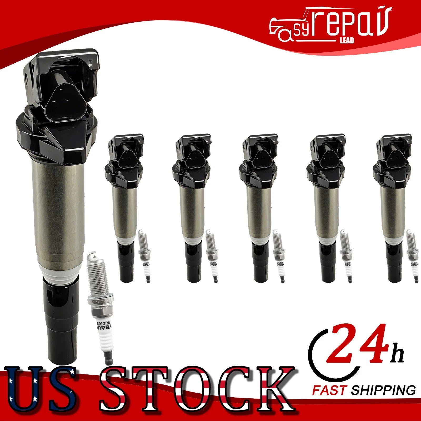 6X Ignition Coil & Spark Plug for BMW X5 (2007–2010)