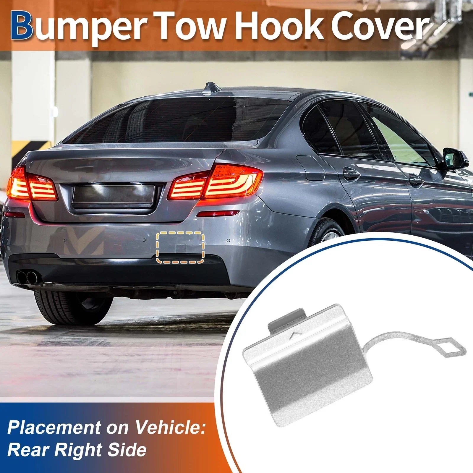 Rear Bumper Tow Hook Cover for BMW 5 Series F10 Titan Silver