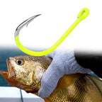 Fluorescent Yellow Barbed Fishing Hooks (Set of 4)