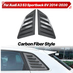 Carbon Style Window Louver Shutter Covers for Audi A3 S3 Sportback (2014–2020)