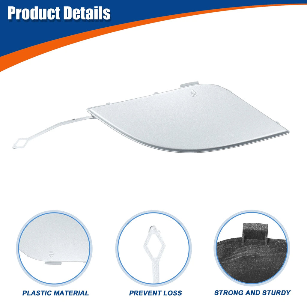 Rear Car Bumper Tow Hook Cover for Mercedes-Benz (A2048850823) Silver Tone