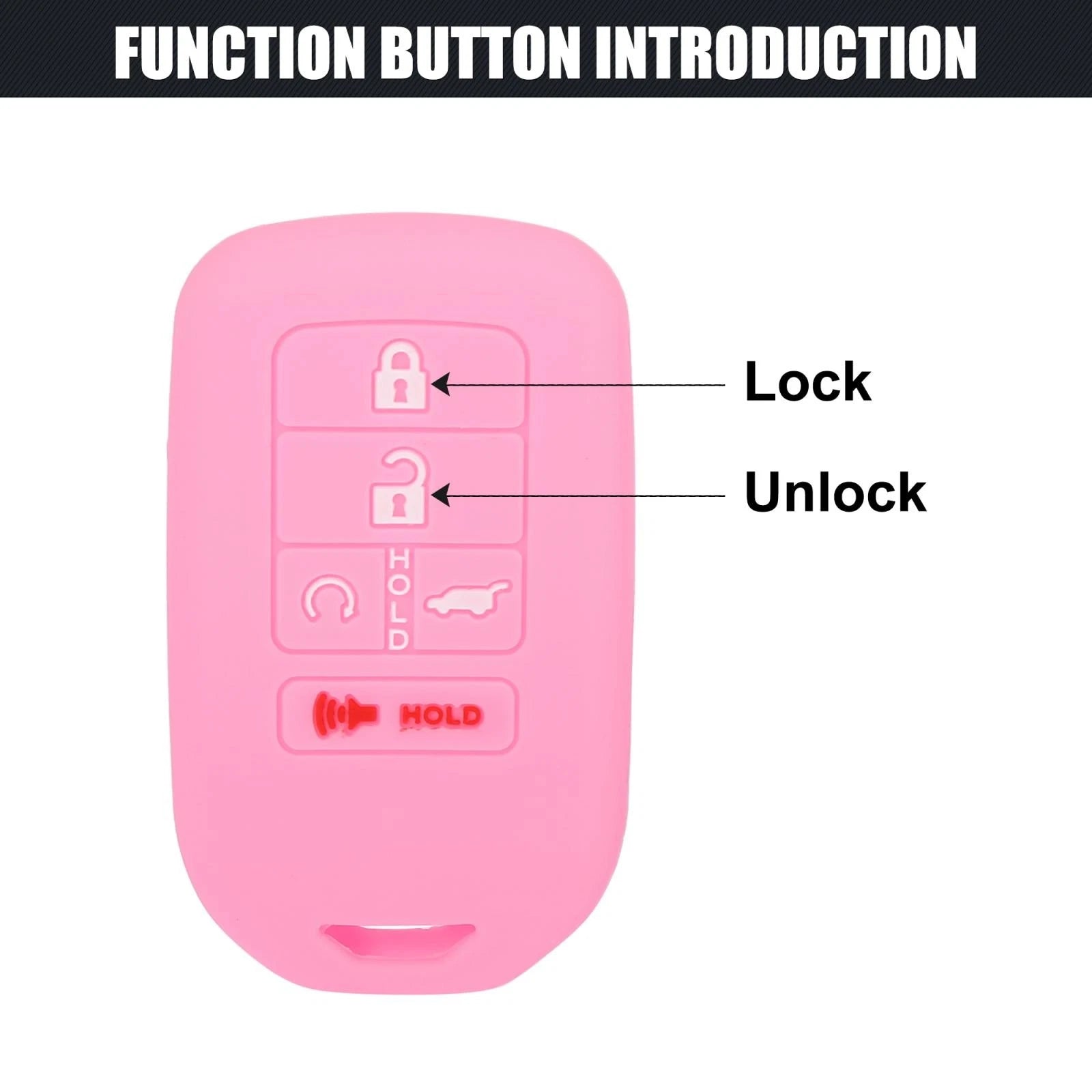 Car Key Fob Cover 5 Button for Honda Accord Civic CR-V (2010–2023) Pink