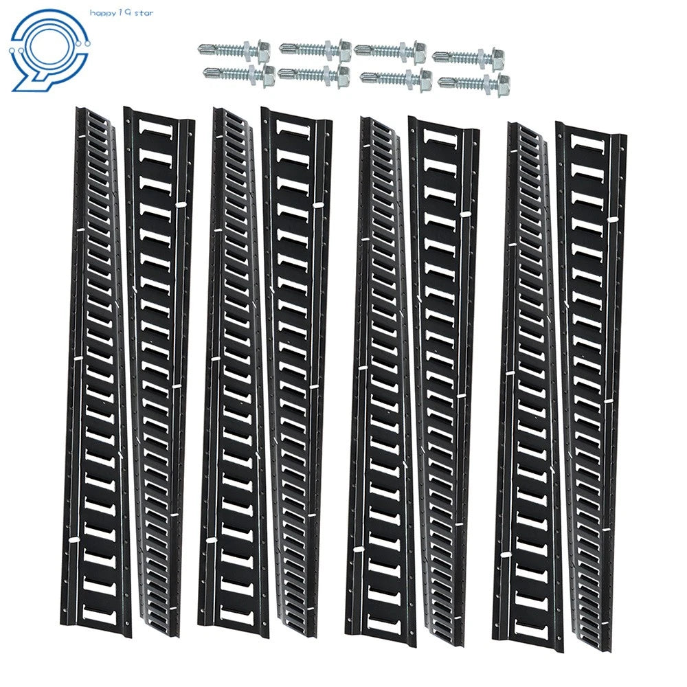 Set of 8 E-Track Tie-Down Rails for E-Track Systems (Powder-Coated Steel)