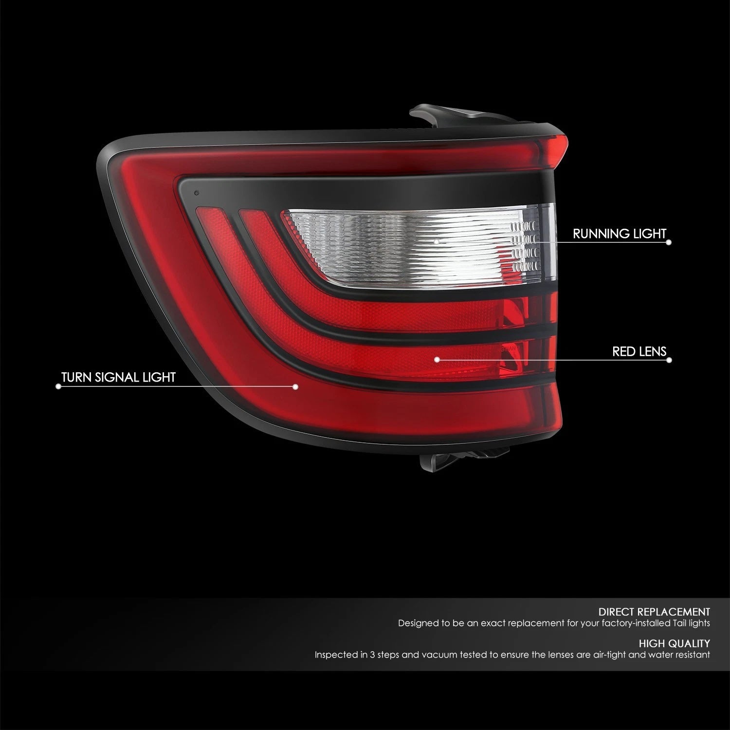 Chrome Red LED Tail Light Assembly for Dodge Durango (2014–2022)