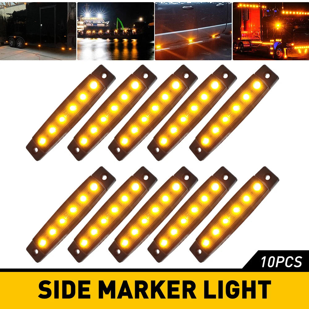 Set of 10 Smoked Amber LED Clearance Marker Lights for Boat Trailer