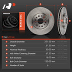 Front Disc Brake Rotors for Chevrolet Traverse (2018–2023) 321mm