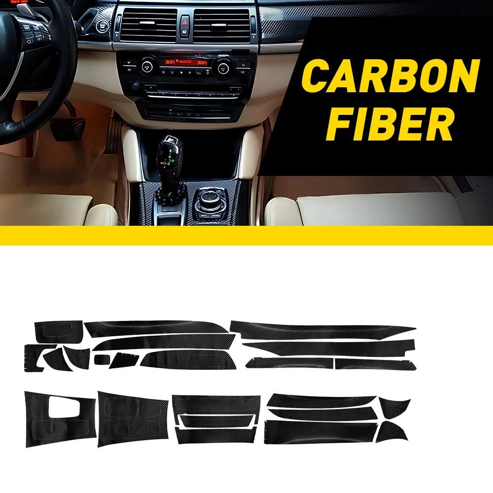 3D Carbon Fiber Decor Kit Trim Stickers for BMW X5/X6 E70/E71 (2008–2014)