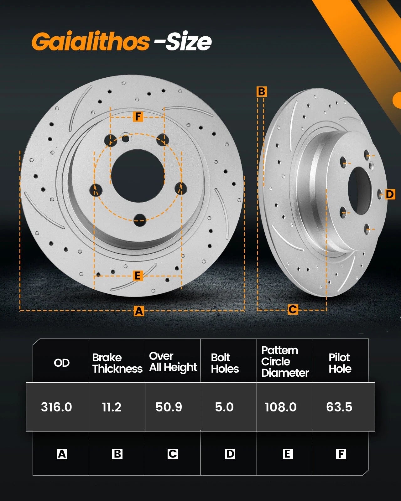 Set of 2 Rear Disc Brake Rotors & Ceramic Pads for Ford Escape (2017–2019)