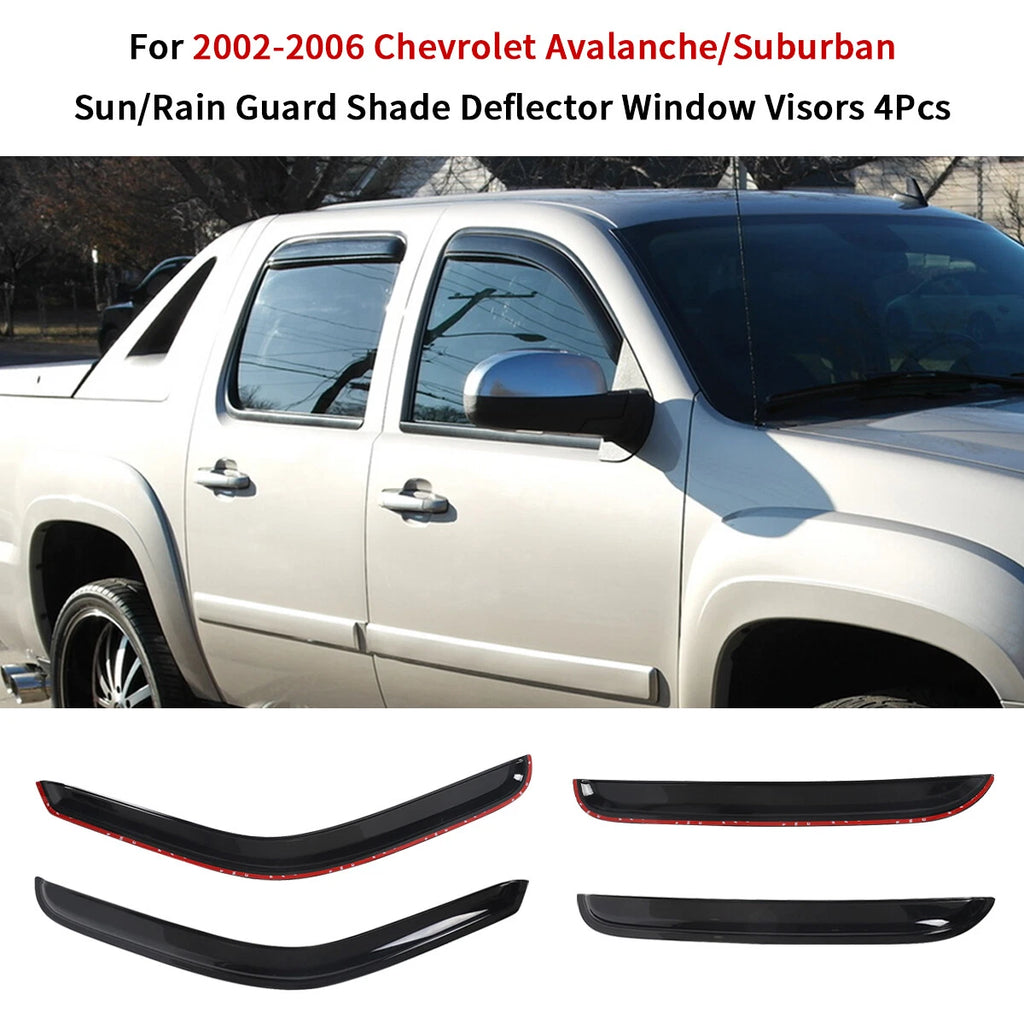 Side Window Visor Sun Rain Deflector for Chevrolet Avalanche (2002–2006)