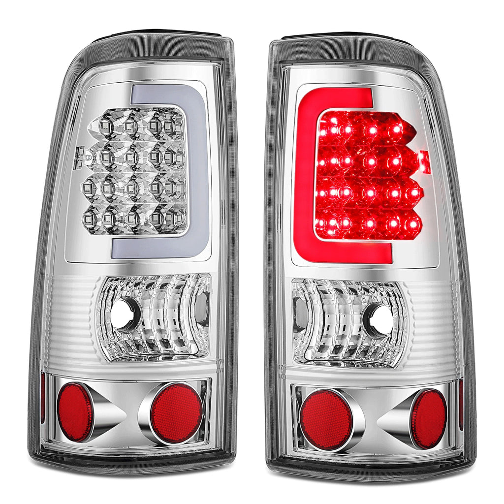 LED C-Tube Tail Brake Light Lamp Chrome for Silverado Sierra 1500 2500 (1999–2003)