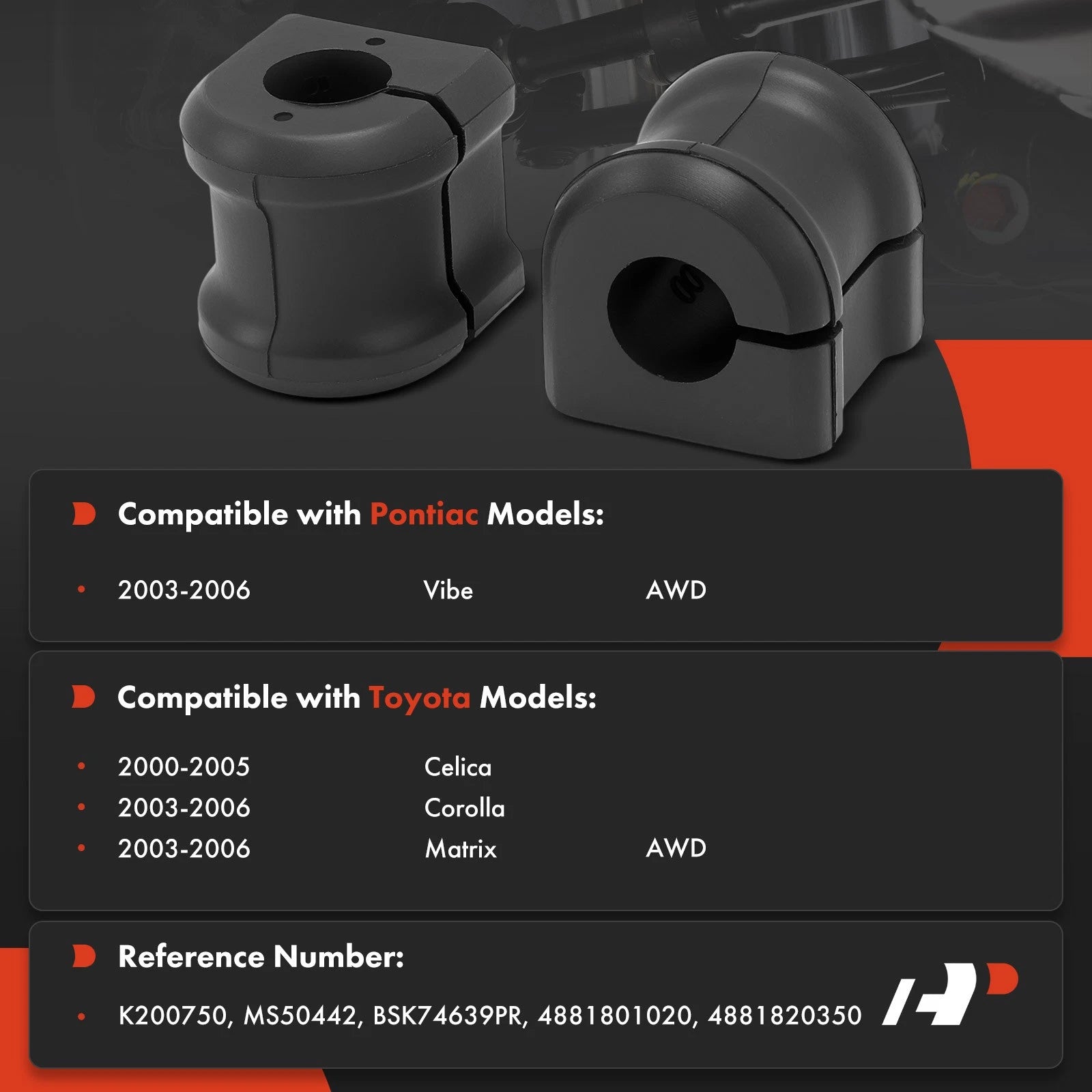 Rear Sway Bar Bushing for Toyota Corolla Matrix Pontiac (2003–2010)
