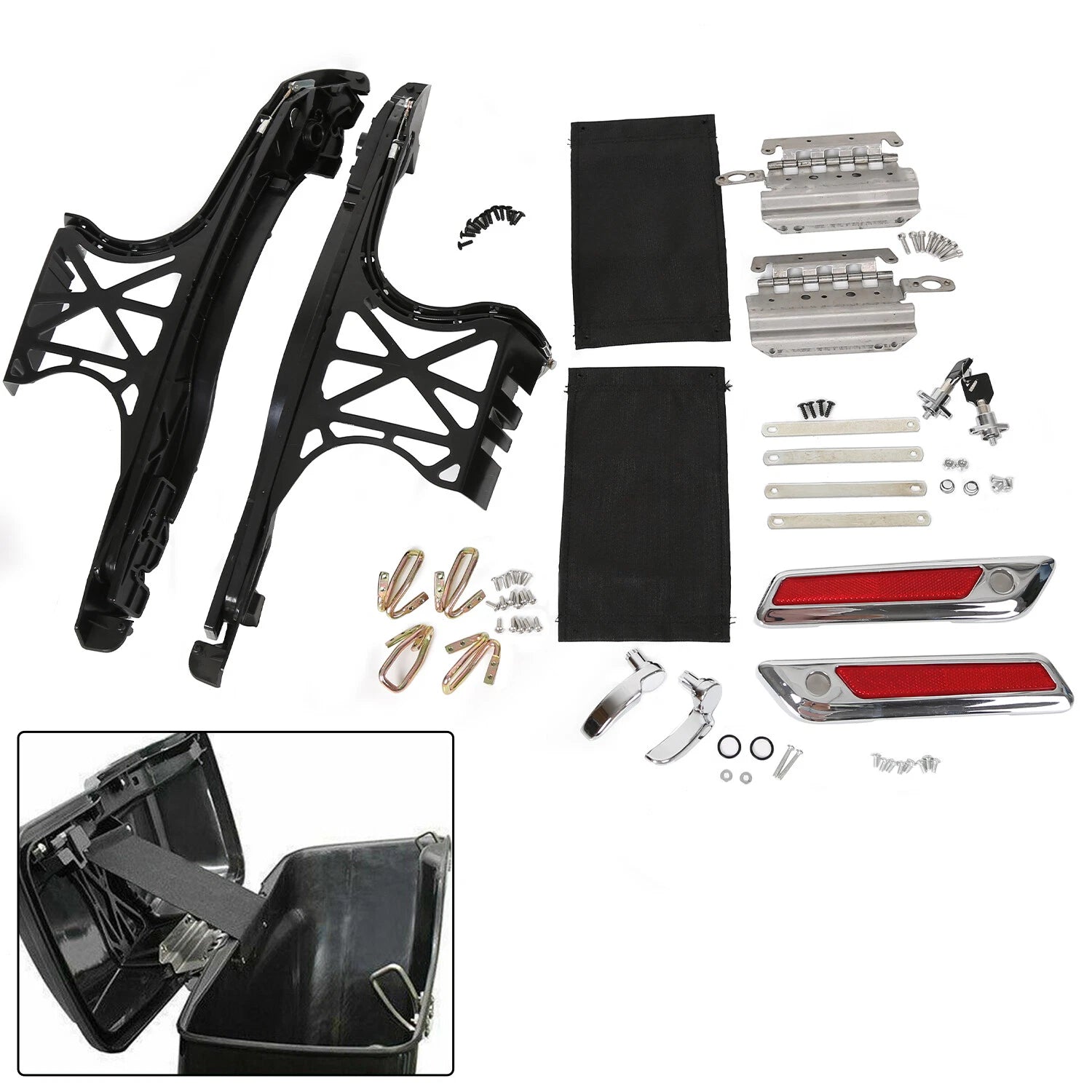 Hard Saddlebag Latch Hinge Lock Hardware Kit for Harley Touring FLHT (2014–2024)