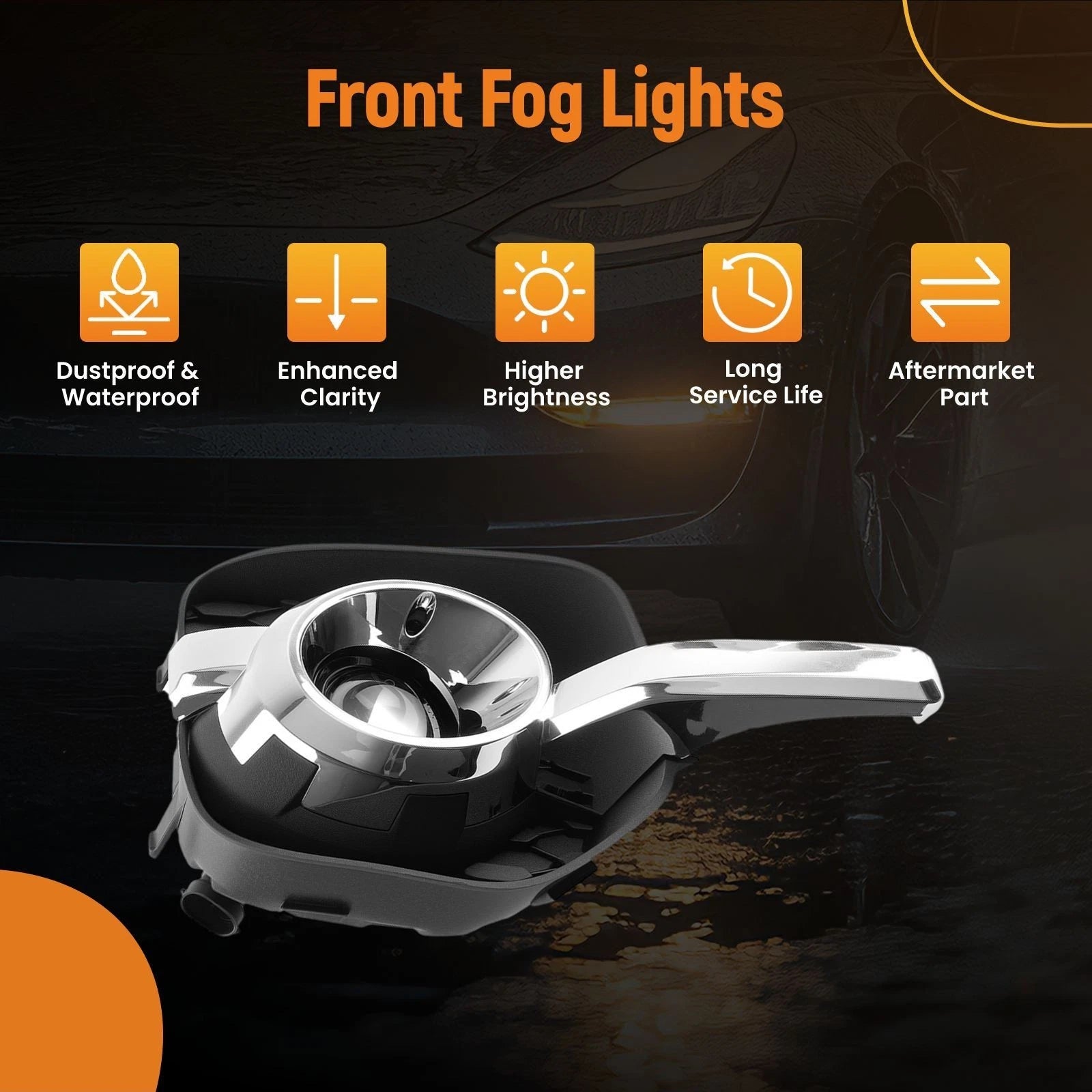 Clear Lens Fog Lights for Chevy Equinox (2010–2016) w/ Bulbs, Wiring, Switch Kit