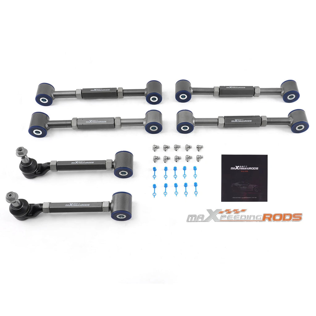 6x Adjustable Rear Camber Toe Arms Kit w/Poly Bushing for Honda Accord (1998–2002)