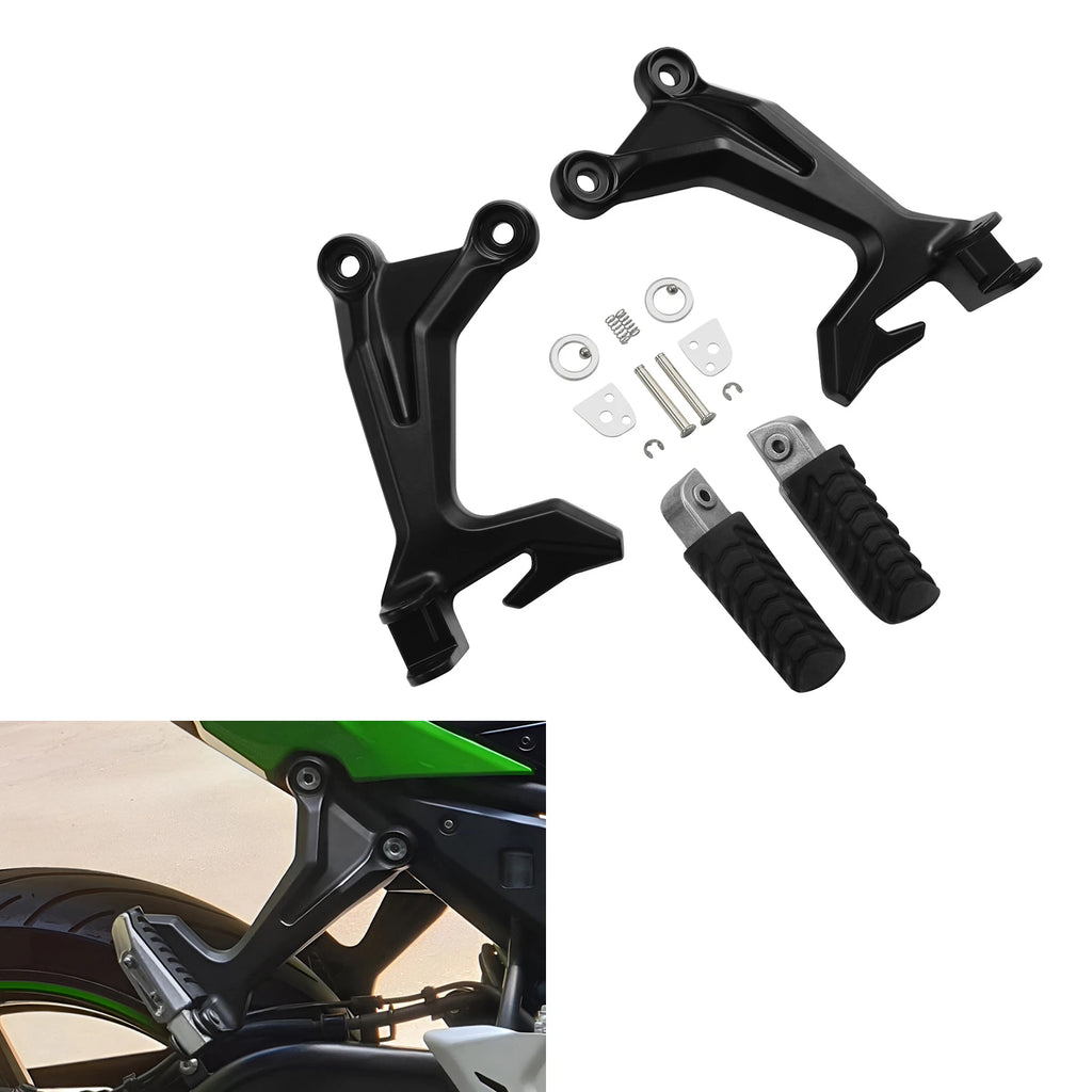 Rear Passenger Footrests Footpegs Brackets for Kawasaki Ninja 650 Z650 (2017–2024)