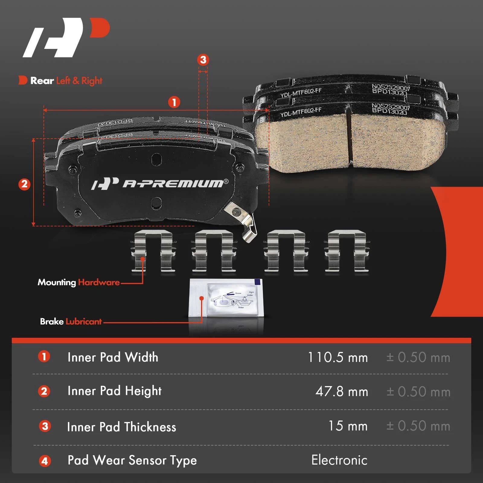 Set of 4 Rear Ceramic Brake Pads for Kia Sedona (2015–2021) Hyundai Veracruz (2007–2012)