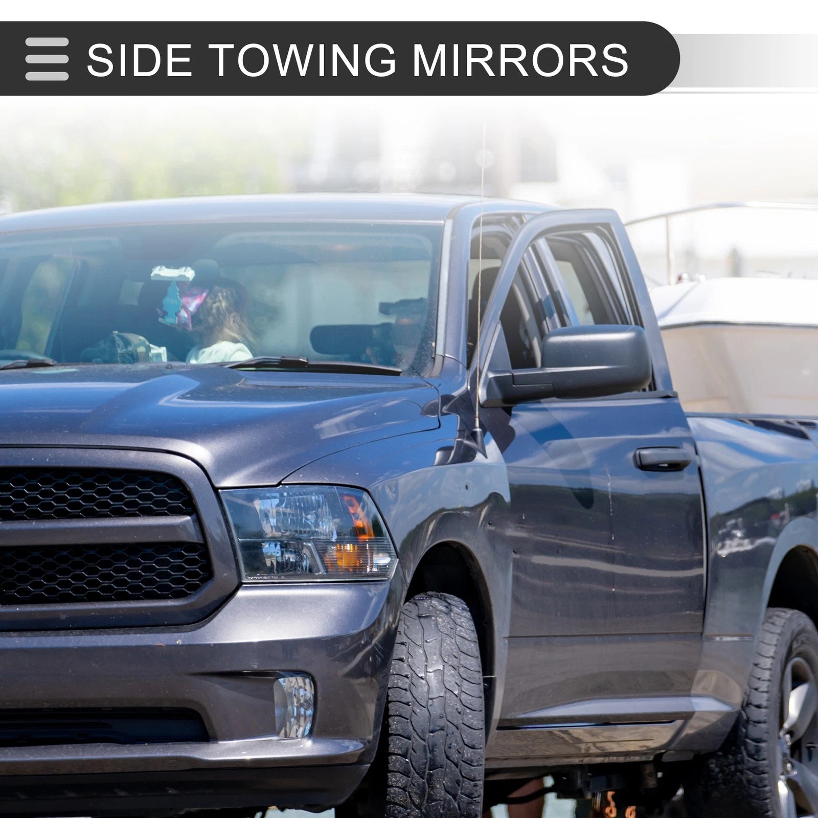 Tow Mirrors for Dodge Ram 1500 (1 Pair, LED Turn Signal Light, Silver Tone)