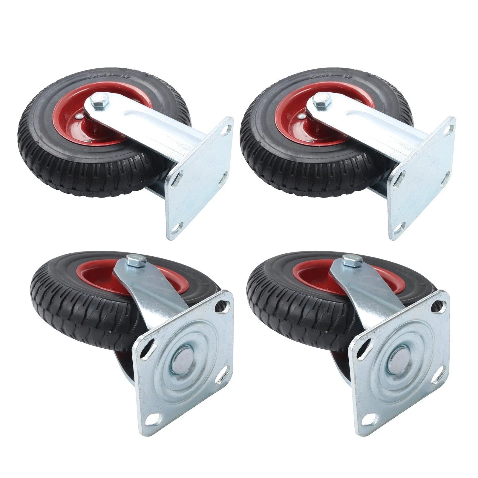 Set of 4 Heavy-Duty 8" Rubber Casters for Various Applications