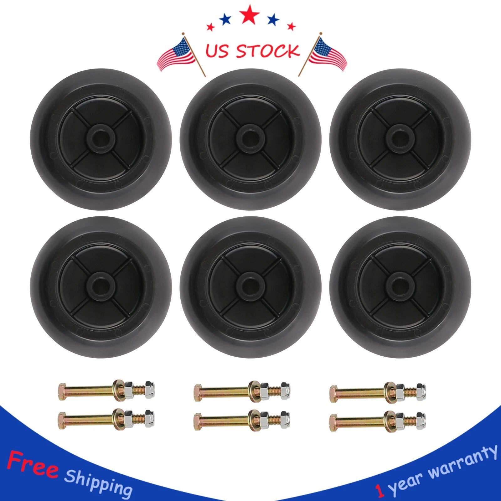 Set of 6 Mower Deck Wheels for Hustler Raptor SD & Super Sport 