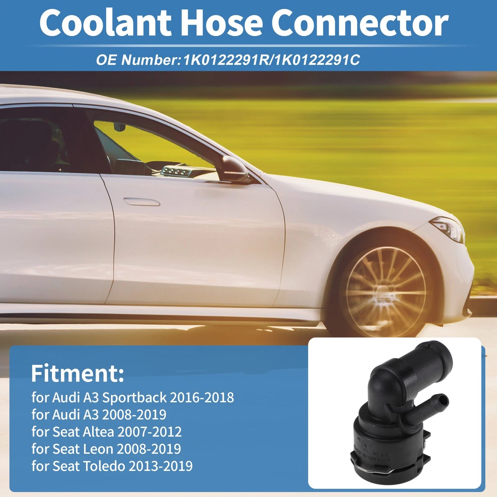 Engine Coolant Hose Connector for Audi A3 Sportback (2016–2018) No. 1K0122291R