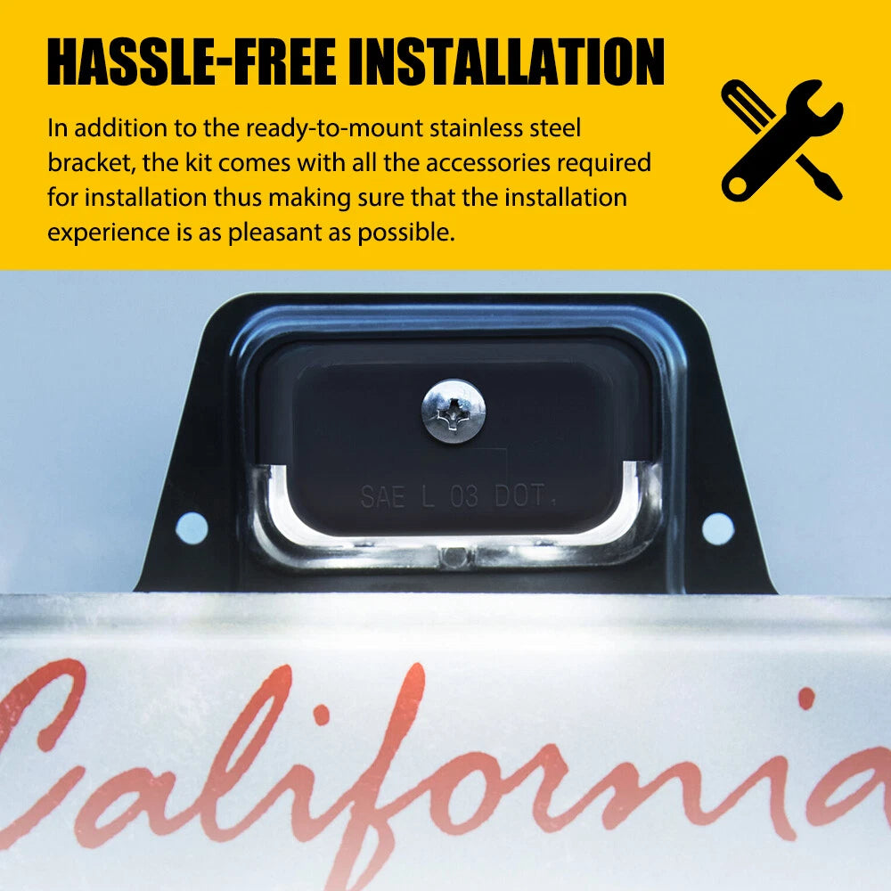 Universal LED License Plate Light for UTV ATV Truck (Black Bracket Mount)