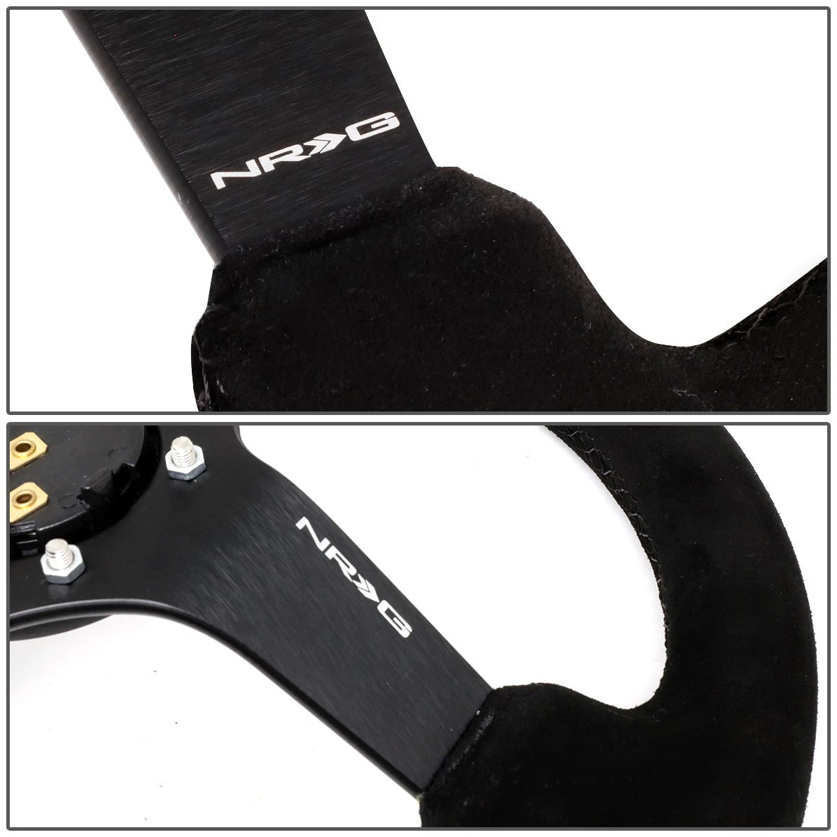 NRG 33cm 3" Deep Dish Black Suede Steering Wheel for Universal Fit (All Years)