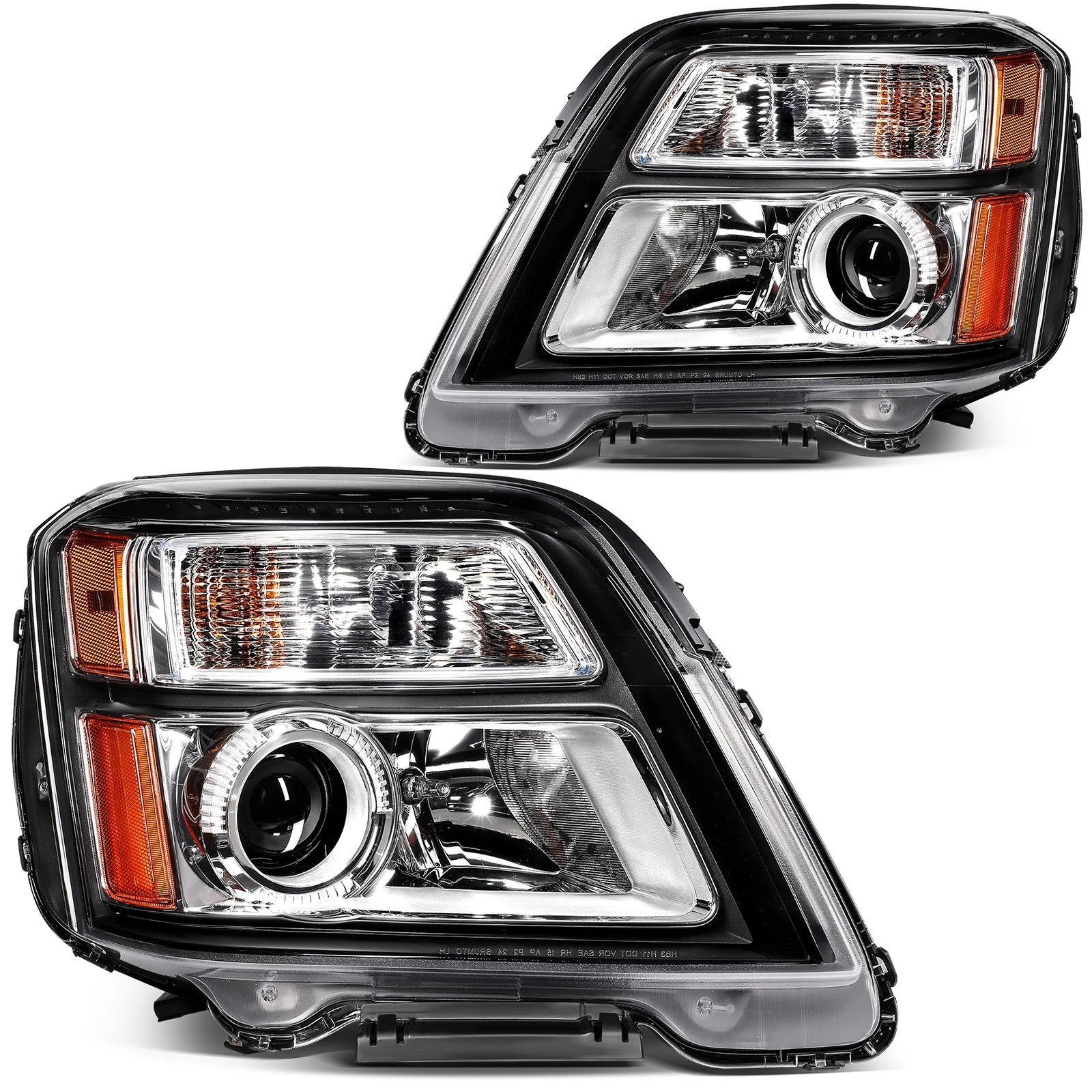 2Pcs Headlights with Bulbs for GMC Terrain (2016–2017) Black Housing