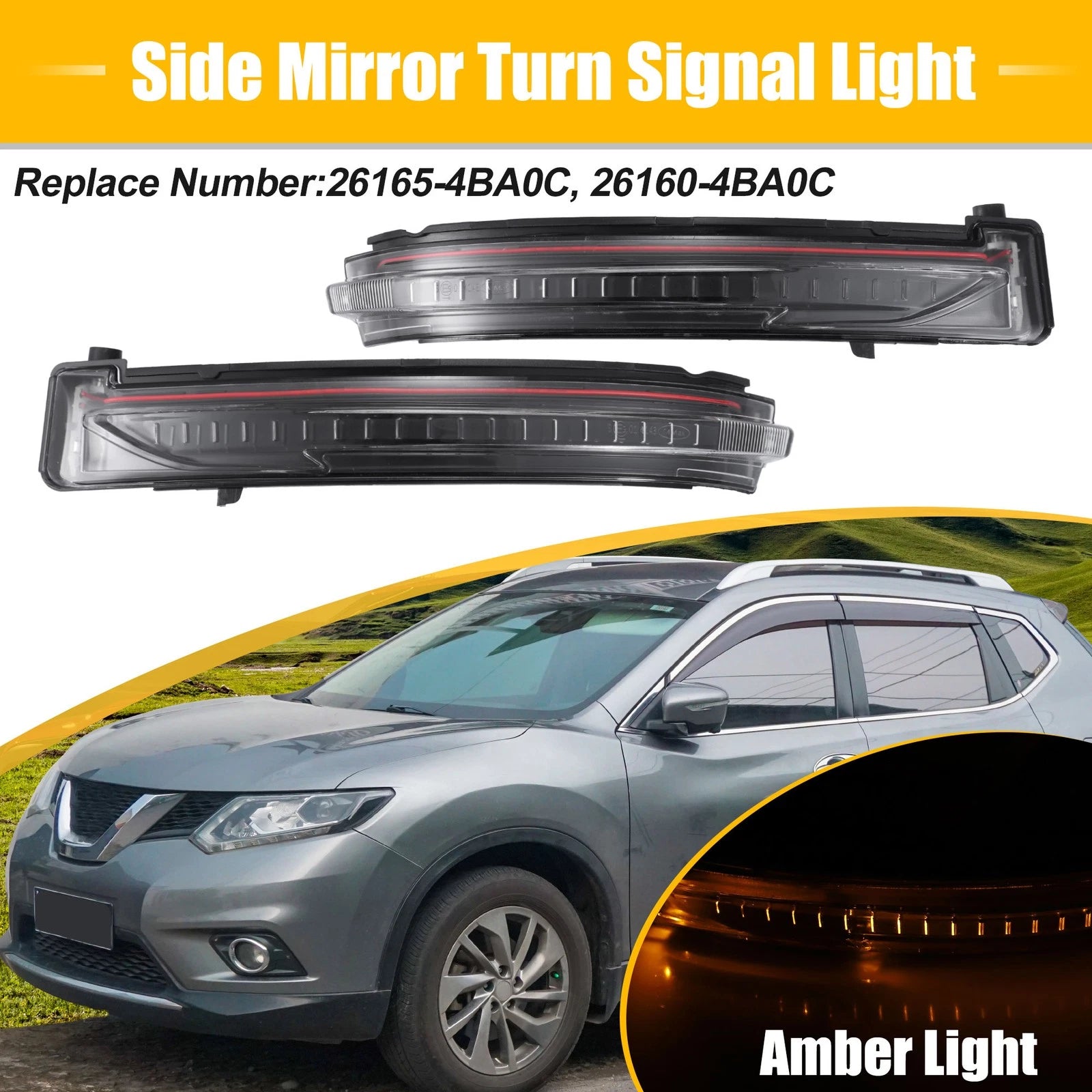 Pair LED Turn Signal Indicator Lights for Nissan Rogue (2014–2020)