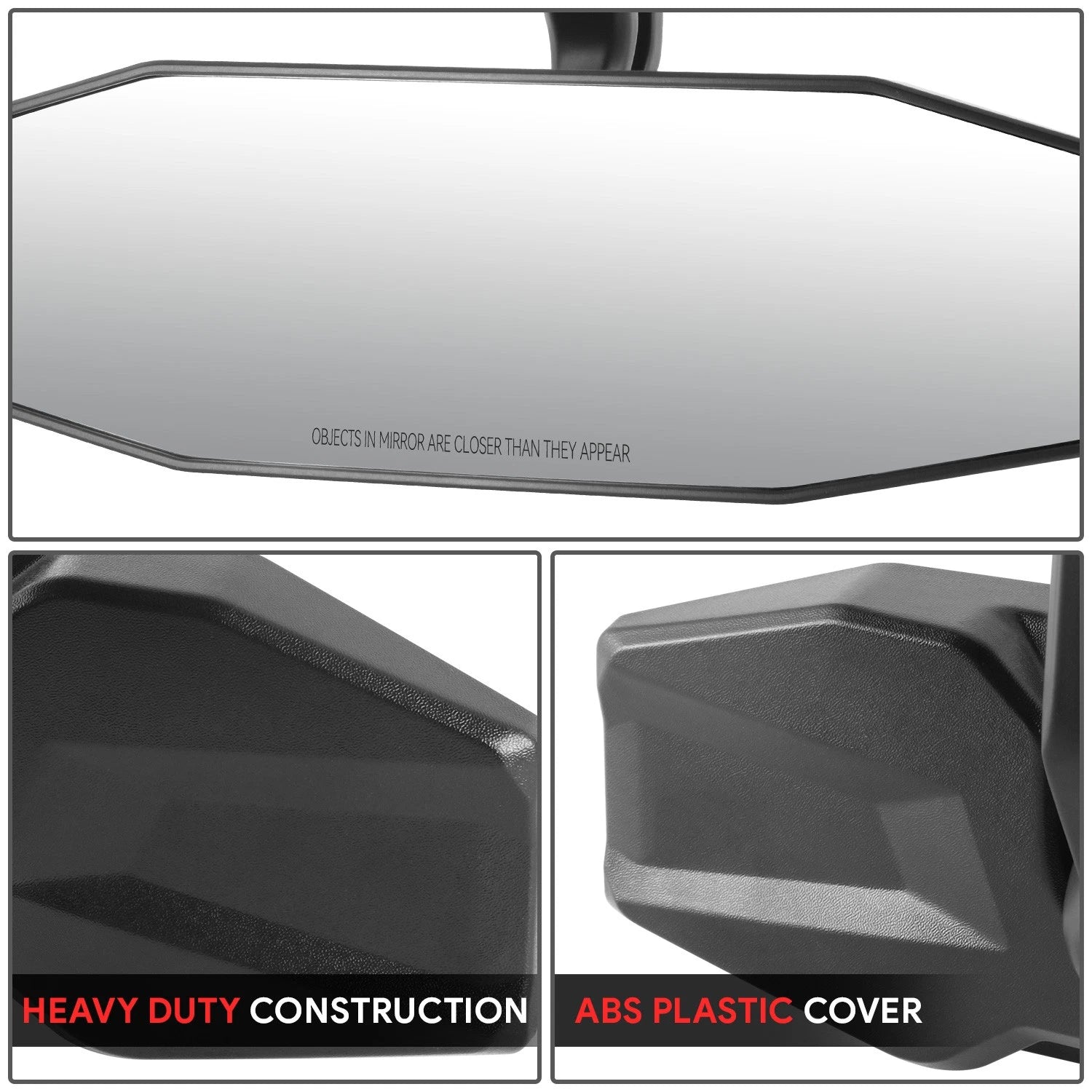 Universal UTV Black Convex Glass Rearview Mirror Roll Cage Bar Mount