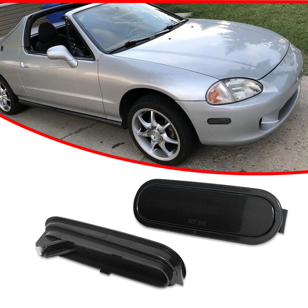 2X Smoke Front Bumper Side Marker Lights for Honda Del Sol (1993–1997)
