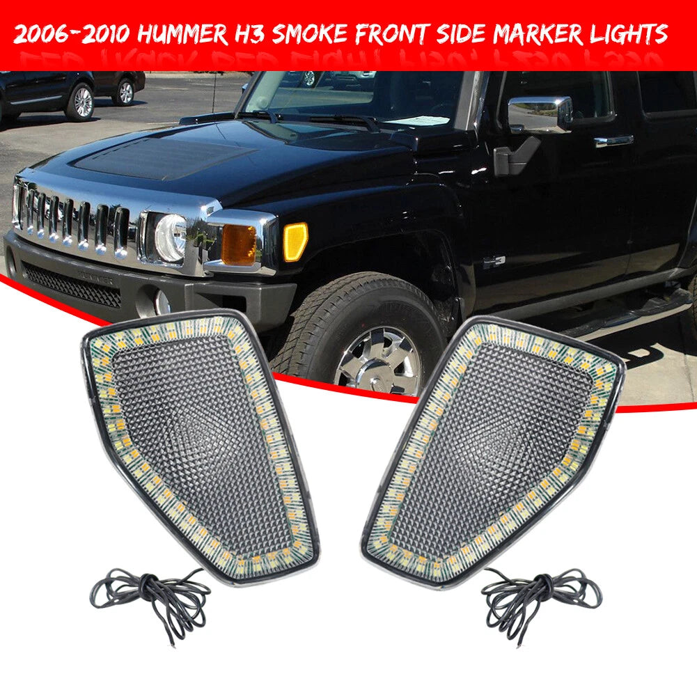 Set of 2 Clear LED Front Fender Side Marker Lights for Hummer H3/H3T (2005–2010)