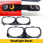 Pair Front Headlight Trim Covers for Dodge Challenger (2015–2020) Black