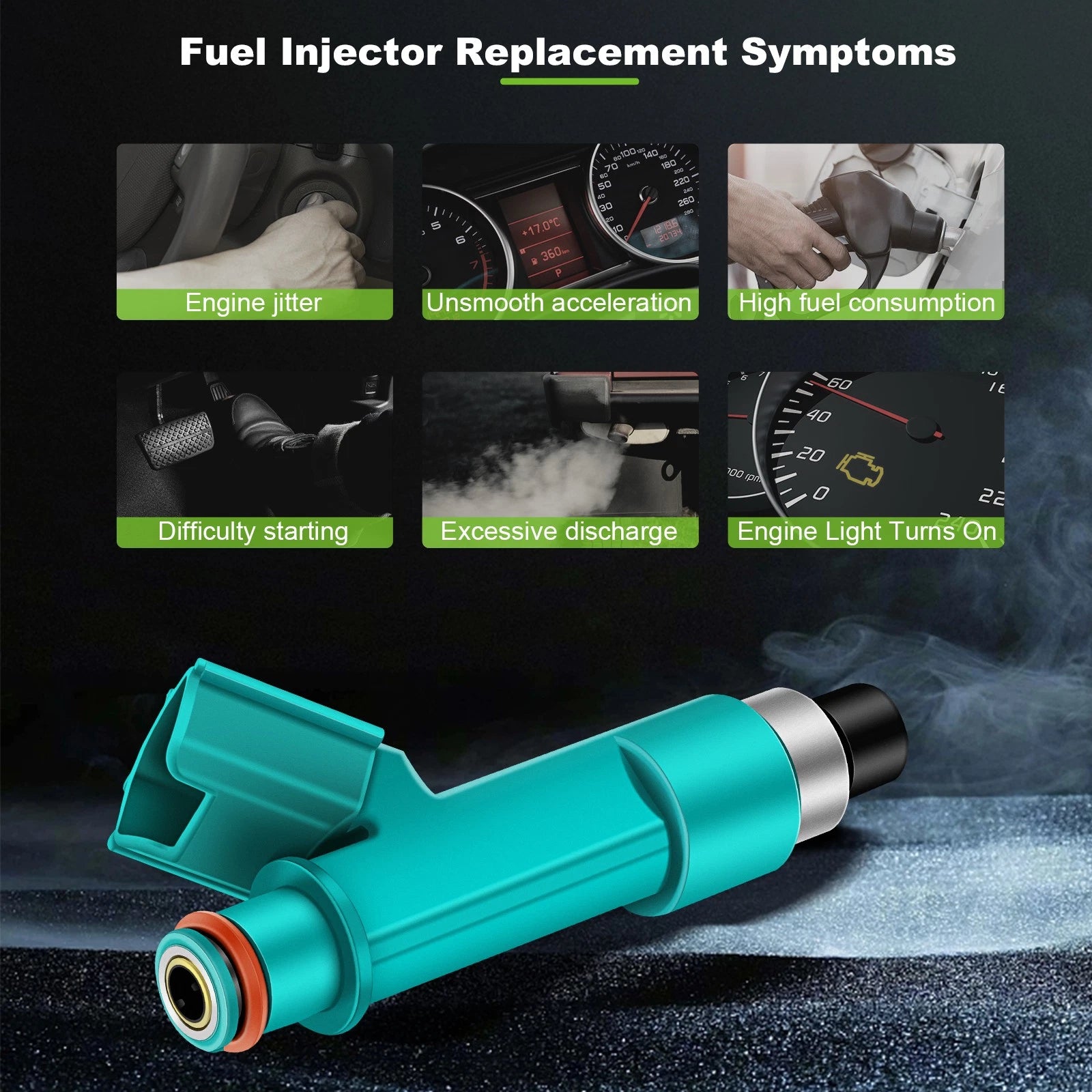 Set of 4 Fuel Injectors for Toyota Corolla Highlander Camry Matrix Solara (2.4L)