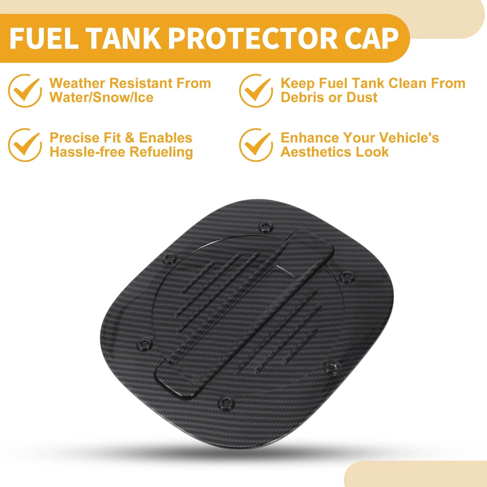 Fuel Tank Door Cap for Ford Escape (2020–2025) Adhesive Carbon Fiber Black ABS
