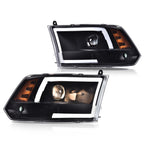 Black LED DRL Corner Headlights for Dodge Ram 1500 2500 3500 (2009–2018)