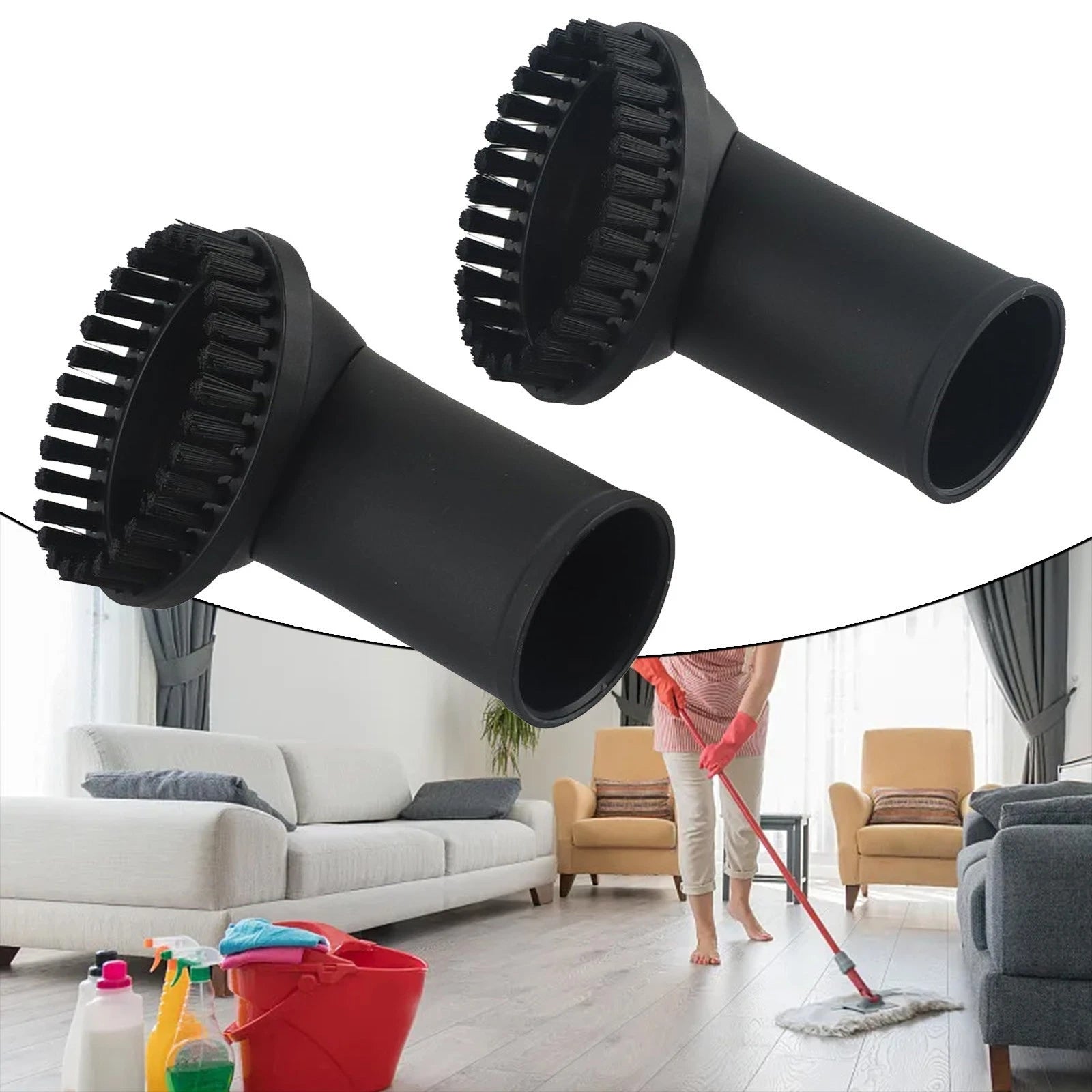 2X Vacuum Cleaner Round Dust Brush Nylon Bristle Attachment 35mm
